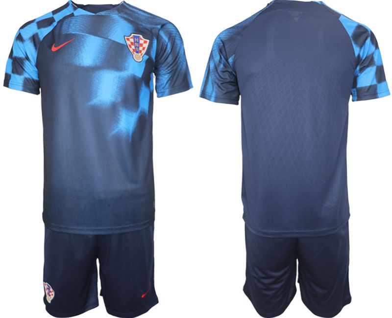 Men 2022 World Cup National Team Croatia away blue blank Soccer Jerseys->england jersey->Soccer Country Jersey